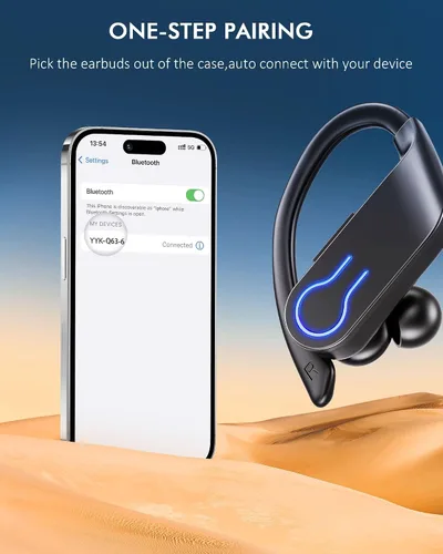 Miniatura 4 de CoolJumper Auriculares inalámbricos Bluetooth 120H de tiempo de reproducción Auriculares Bluetooth 5.3 para deportes, auriculares estéreo Hi-fi