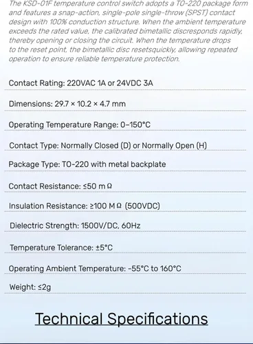 Miniatura 3 de 4 unids interruptor de temperatura normalmente cerrado 32.0 °F KSD-01F interruptor térmico NC termostato controlador de temperatura