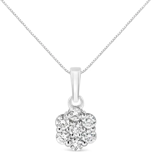 Haus of Brilliance . Collar con colgante de plata de ley 925 de 12 qttw cultivado en laboratorio con 7 piedras en racimo floral de 18 pulgadas