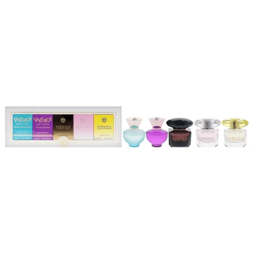 Versace Miniatures Colección para mujeres - Juego de regalo de fragancias de 5 piezas | Perfumes de lujo icónicos | Apto para viajes y perfecto para