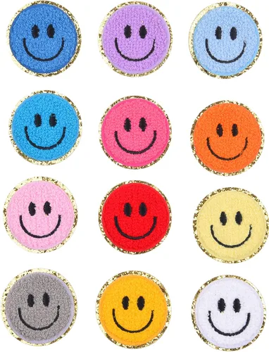 Miniatura 3 de Kare & Kind Parches para planchar Smiley – Parches bordados de chenilla – Coser o planchar en piezas para ropa, camisas, uniformes, vestidos