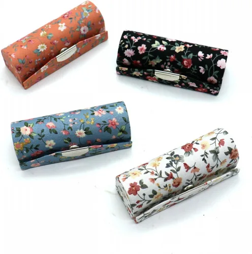 SenseYo Estuche para lápiz labial floral para mujer, 4 piezas, con espejo, kit de almacenamiento de cosméticos, estuche de viaje de maquillaje,