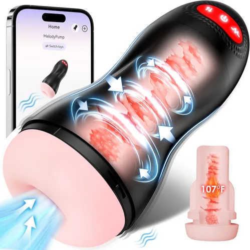 Masturbador masculino automático, bomba de pene con 9 succiones y 10 vibraciones y calentamiento, juguetes sexuales masculinos, masturbador de