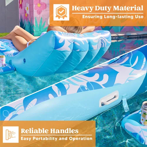 Miniatura 4 de SLOOSH Flotadores inflables de piscina para adultos, silla de piscina de comodidad extrema con soporte para tazas desmontable, tumbona resistente