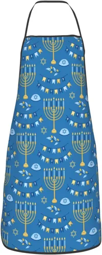 Miniatura 10 de Delantal de Hanukkah feliz ajustable para cocinar, babero de cocina para cocinar