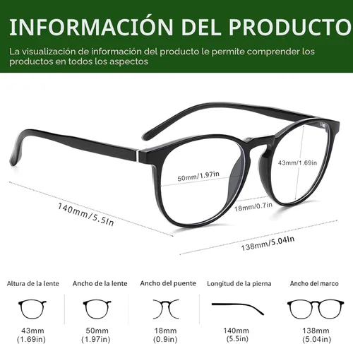 Miniatura 3 de Przene Paquete de 3 lentes de bloqueo de luz azul para mujeres/hombres, gafas redondas retro para computadora, antifatiga ocular, Negro/Cristal/Ámbar