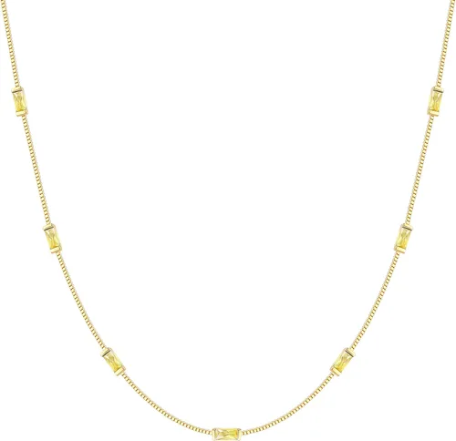 LOUISA SECRET Collar de plata con piedra natal para mujer, chapado en oro de 14 quilates, delicado y simple, plata de ley 925, regalo de joyería