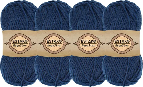 Miniatura 42 de Estako Megastar, 3.52 Oz (100g) de hilo de acrílico 75% y lana 25%, suave, peso grueso voluminoso #5 para crochet y tejer 120 yardas (110m)