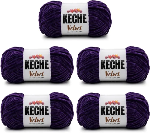 Miniatura 135 de Keche Hilo de terciopelo para ganchillo, manta de felpilla suave, voluminosa, hilo amigurumi, 3.53 oz (132 yardas), color azul bebé