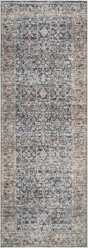 Miniatura 4 de Bloom Rugs Caria Alfombra de Pasillo Lavable Antideslizante de 10 ft - Azul Oscuro/Tostado Alfombra de Pasillo Tradicional para Entrada, Pasillo
