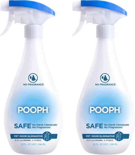 Pooph Eliminador de olores para mascotas, aerosol de 32 onzas, paquete de 2 – Elimina olores a nivel molecular, perros, gatos, ambientador,
