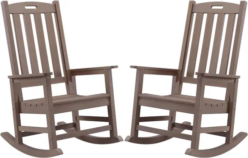 Miniatura 17 de Psilvam Mecedora de gran tamaño para exteriores, con asiento de 21 pulgadas de ancho y respaldo de 32 pulgadas de alto, premontada con la mayoría