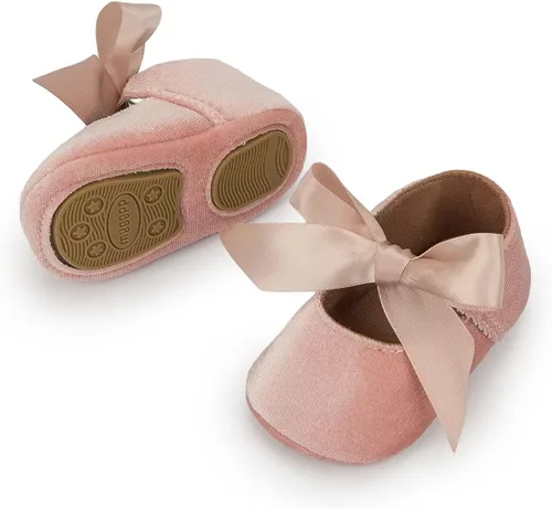 Morbido - Zapatos planos Mary Jane para bebés y niñas, suela suave antideslizante con nudo de lazo, zapatos de vestir de princesa para boda