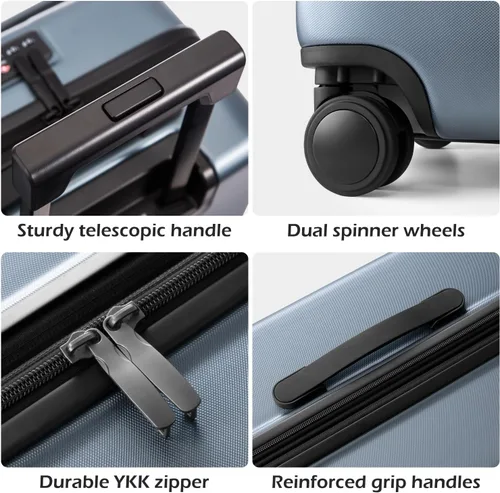 Miniatura 6 de COOLIFE Maleta de equipaje conjunto de ABS+policarbonato Spinner Trolley con bolsillo, compartimento. Bolsa para fin de semana.