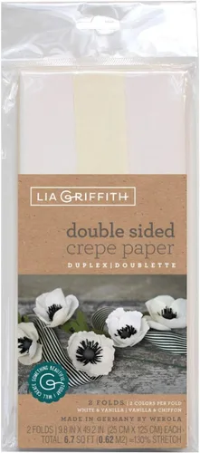 Papel crepé extra fino de doble cara, paquete de 2 unidades, blanco/vainilla y vainilla/gasa