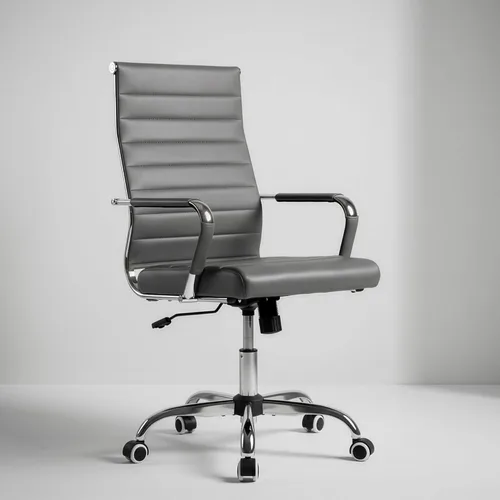 Miniatura 17 de Silla de oficina ergonómica Okeysen, sillas modernas de cuero acanalado para sala de conferencias, silla ejecutiva ajustable giratoria con ruedas