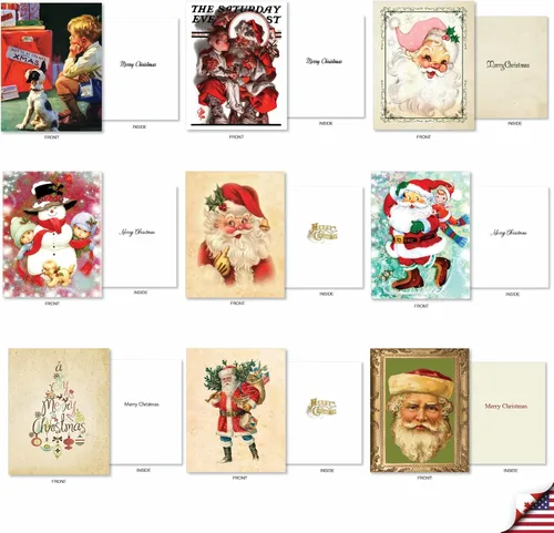 Miniatura 6 de The Best Card Company Juego de 36 tarjetas navideñas surtidas de 4 x 5.12 pulgadas con sobres para hombres y mujeres (diseños de 36 x 1) Vintage