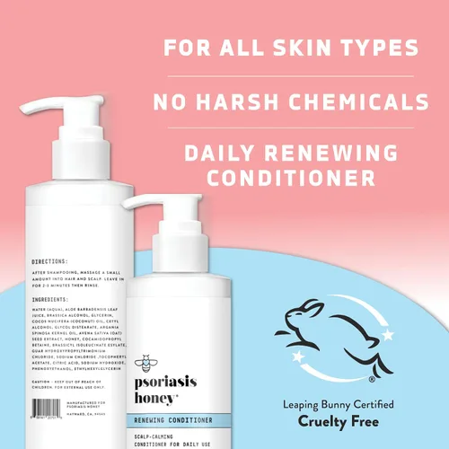 Miniatura 6 de PSORIASIS HONEY Acondicionador renovador - Tratamiento de cuero cabelludo seco - Crema de psoriasis para cabello seco - Aceite de coco hidratante