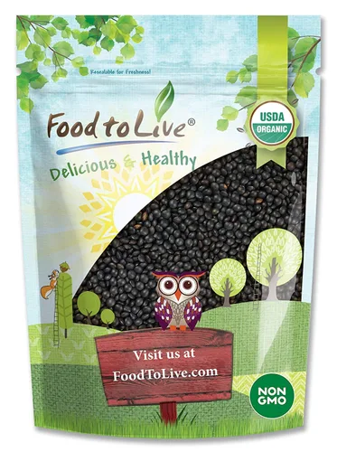 Food to Live Lentejas negras orgánicas, 5 libras, sin OMG, legumbres secas enteras, crudas, germinables, kosher, veganas, legumbres a granel, Daal