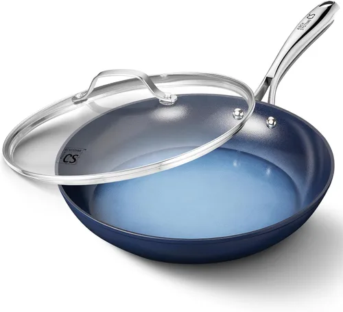Miniatura 13 de KOCH SYSTEME CS Sartén pequeña, antiadherente de 8 pulgadas con revestimientos de cerámica no tóxicos, sartén antiadherente, sartén pequeña, Azul