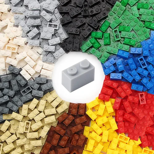 Ladrillos de 1 x 2 a granel, 450 piezas multicolores clásicas básicas, construcción creativa, juego de bloques, accesorios de juguete compatibles