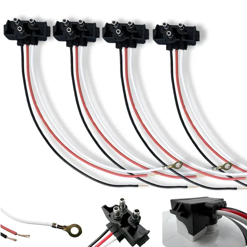 Miniatura 6 de Enchufe de luz de remolque de camión de 3 cables, 10 conectores moldeados de 3 puntas, conector de arnés de coleta en ángulo recto para frenado