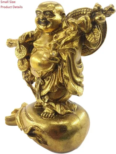 Miniatura 4 de Fengshui - Estatuas de Buda para la suerte y la felicidad, figuras de Buda riendo, esculturas de transporte, bolsa de dinero, estatua del Dios