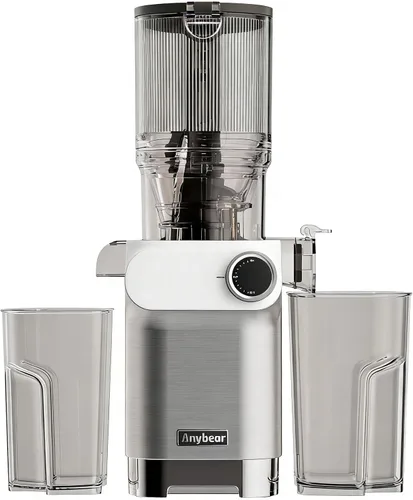 Anybear Exprimidor de prensa en frío de 200 W, exprimidor lento de 4.3 pulgadas, canal de alimentación grande para frutas enteras y verduras |
