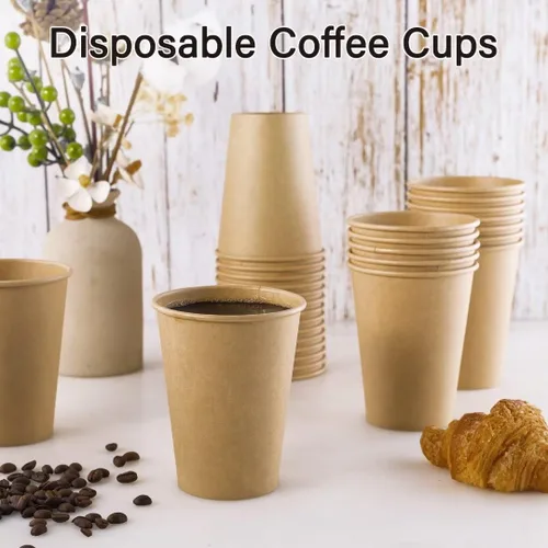 Miniatura 3 de LITOPAK Paquete de 240 unidades de tazas de papel de 12 onzas, tazas de café calientes kraft, tazas desechables para bebidas, tazas de café