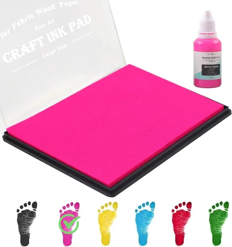 Miniatura 12 de Almohadilla grande de tinta de 5"x4" lavable, almohadilla de tinta para sellos para huella de mano y huella de bebé con recarga premium de tinta