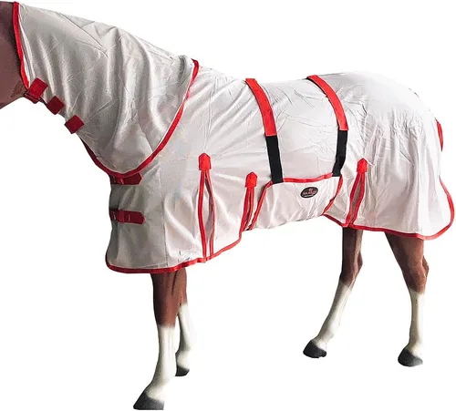 Miniatura 59 de HILASON Hoja de mosca de caballo con protección UV, malla transpirable, mosquito, primavera, alfombra de caballo de verano, alfombra de mosca