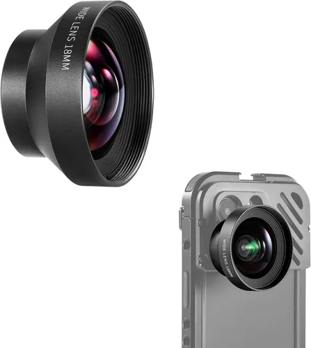 Miniatura 13 de NEEWER Lente gran angular HD de 18mm 100° para placa posterior de lente con rosca de 17mm, aumento de 0.5X Compatible con SmallRig NEEWER iPhone