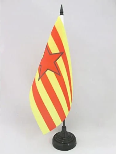 Miniatura 42 de Bandera de mesa de Andalucía 4'' x 6'' - Bandera de escritorio de la región española de Andalucía 5.9 x 3.9 in - Barra y base de plástico negro - AZ
