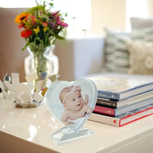 Miniatura 8 de Ismosm Paquete de dos placas de cristal para sublimación, marco de fotos, regalos de sublimación, decoración de mesa de cristal, espacios en blanco