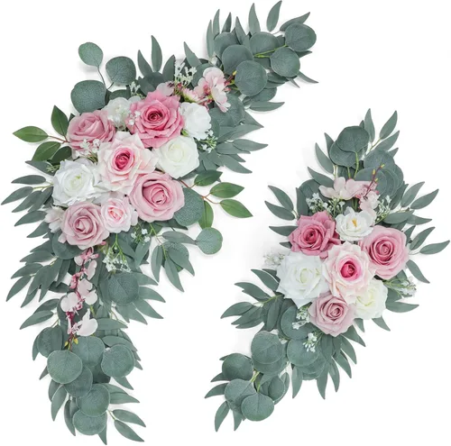 Miniatura 16 de ponatia Flores de Arco de Boda (Paquete de 2), Flores Borgoña y Azul Marino para Decoraciones de Boda, Señales de Bienvenida, Arcos de Boda