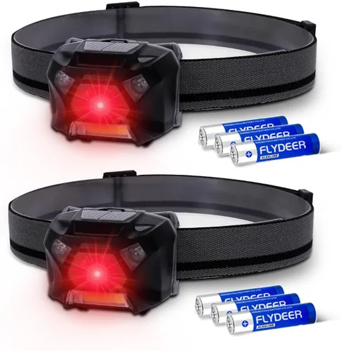 KunHe Paquete de 2 faros delanteros de luz roja, luz roja y blanca, adecuados para senderismo nocturno, observación de aves, observación astronómica