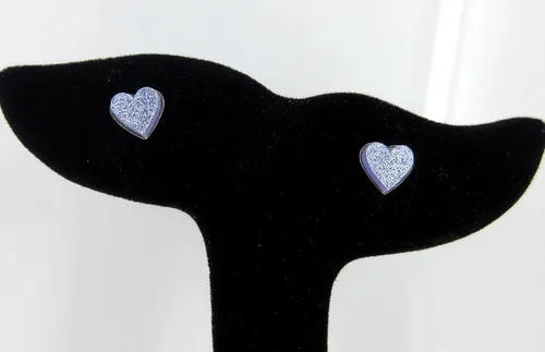 Miniatura 64 de Pendientes de botón de corazón acrílico con purpurina de acero inoxidable de 0.315 in