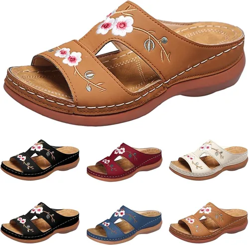 Miniatura 10 de Sandalias ortopédicas con soporte de arco, sandalias planas para exteriores, estilo bohemio, para caminar, cómodas, elegantes, informales