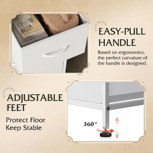 Miniatura 6 de WLIVE Cómoda para dormitorio con 5 cajones, cajonera ancha, cómoda de tela, unidad de organización de almacenamiento con contenedores de tela