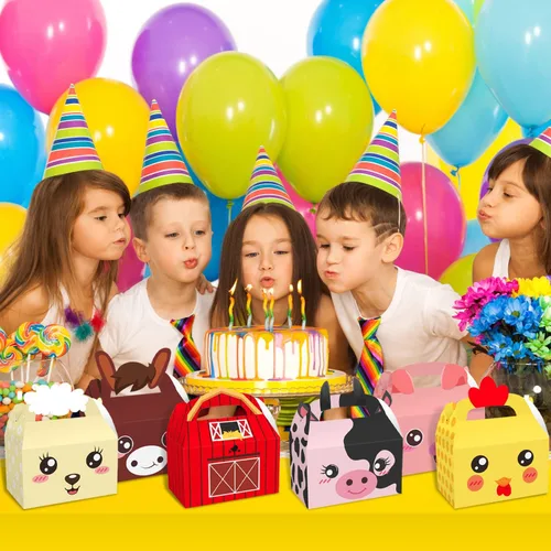 Miniatura 4 de MIKIMIQI Decoraciones de fiesta de animales de granja, 12 cajas de regalo, suministros de fiesta de cumpleaños para niños y niñas, baby shower