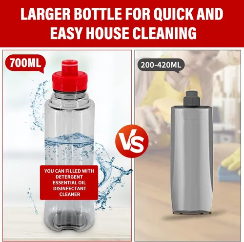 Miniatura 4 de Trapeador de microfibra para limpieza de suelos con 3 almohadillas lavables 700ML refillable bottle, 360° swivel head, scrubber included, wet/dry