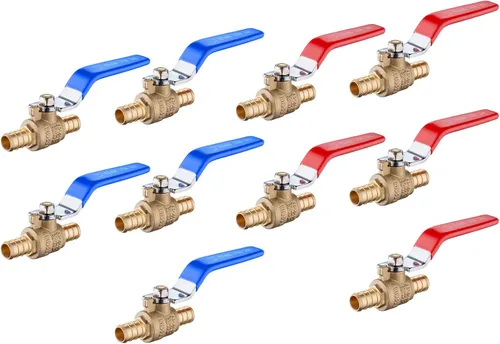 EFIELD VALVE003 - Válvula de bola de cierre de puerto completo de latón Pex de 1/2 pulgada para agua fría y caliente, certificado por UPC, (paquete
