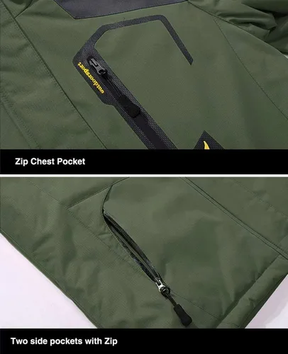 Miniatura 5 de MAGCOMSEN - Chaqueta de invierno para hombre, impermeable, abrigada, con forro polar y múltiples bolsillos