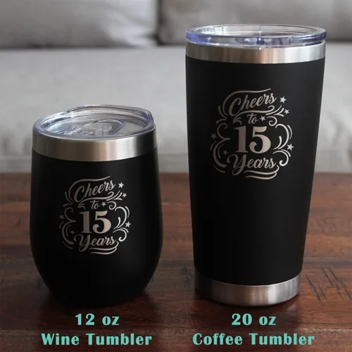 Miniatura 7 de Personalizado Salud a los 15 años - Copa de vino sin tallo con mensaje grabado personalizado - Regalos para decoración de fiesta de 15 aniversario