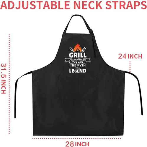 Miniatura 6 de ZOORON Funny Cooking Chef Apron with Pockets BBQ Kitchen Work Aprons Birthday Father’s Day Grilling Gifts for Dad, Husband Asar al hombre