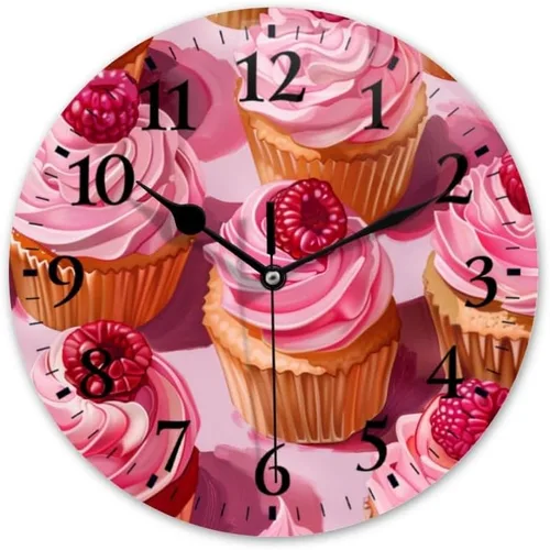 Miniatura 10 de Reloj de pared, funciona con pilas, redondo, silencioso, sin tictac, girasol contra fondo azul, reloj decorativo para cocina, baño, sala de estar