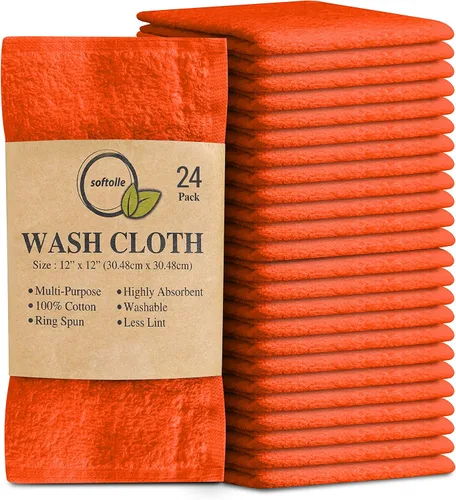 Miniatura 24 de Paquete de 24 paños 100 % algodón (12 x 12 pulgadas), suaves, altamente absorbentes, toallas para la cara, paños de lavado para la cara, hilado