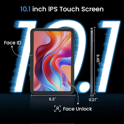 Miniatura 4 de Tableta de 10.1", Android 15,10.1 pulgadas en la celda, 20GB (8+12) RAM 128GB ROM, batería 1280x800,6000mAh, Bluetooth, cámara dual, GMS, WiFi