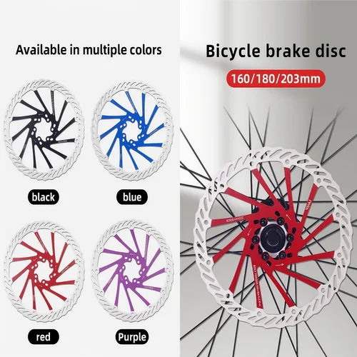Miniatura 3 de YBEKI Paquete de 2 Rotores de Freno de Disco de Bicicleta (160/180/203mm) CNC Mecanizados / 12 Pernos - 6 Orificios Rotores de Acero Inoxidable
