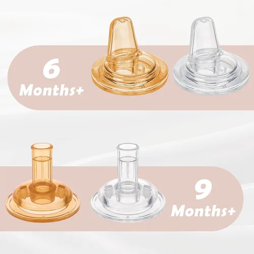 Miniatura 5 de yanyoyo Pezón de popote para biberón de cuello ancho, de silicona natural, anticólicos, para beber, 9 meses o más, 4